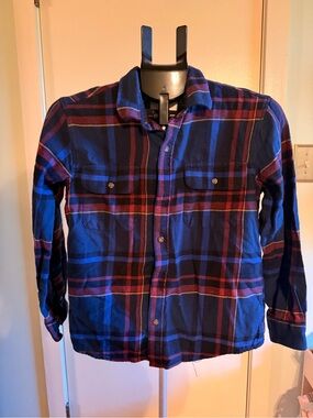 Old Navy Blue and Red Plaid Button-Down Shirt